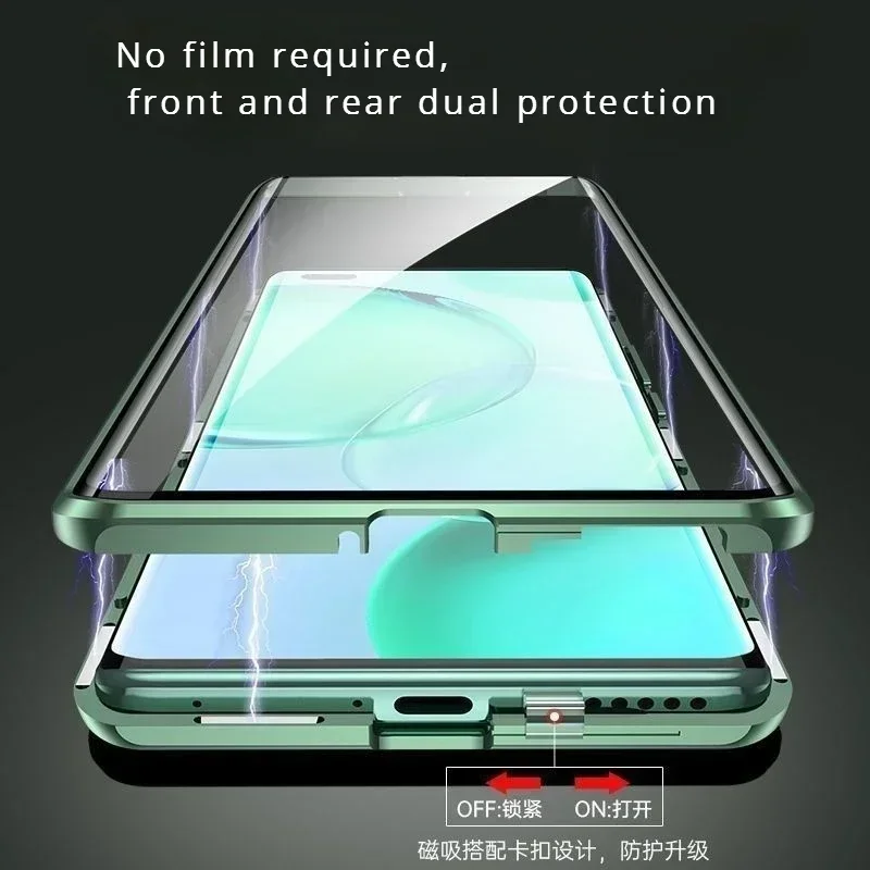 360° Double Sided Glass Magnetic Phone Case For OPPO Realme 12 Pro Metal Lens Protector For Realme 12 12Pro Plus 5G Cover