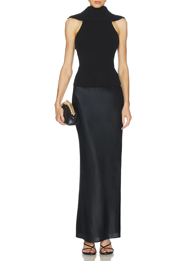 

2026 New Style Women's Wool One-Sided Sleeveless Knitted Top - Slim-Fitting, Stylish and Versatile Top