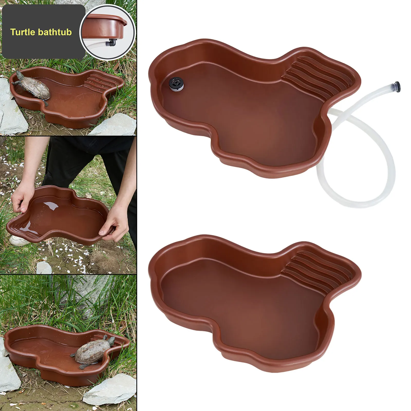 Reptile Bathing Pool Terrarium Bowl Feeding Plate Large Reptile Bowl Tortoise Water Dish for Hamster Bearded Dragon Gecko