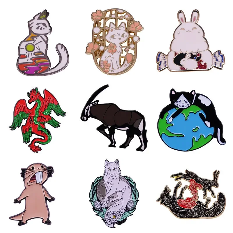 

High Quality Cartoon Animal Enamel Pins Brooch Fantasy Creature Metal Lapel Badge Hoodie Backpack Hat Pin Decorative Fans Gifts