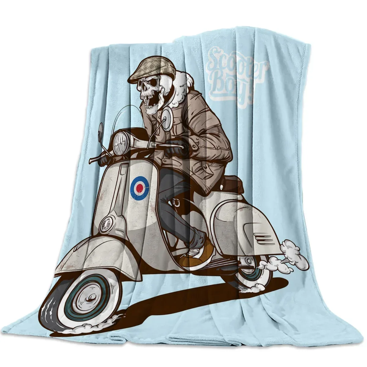 

3D Printed Baby Blanket Motorcycle Skull Boy Pattern for Sofa Couch Bed Decor Babes Carpet Soft Lightweight Warm Flannel Blanket
