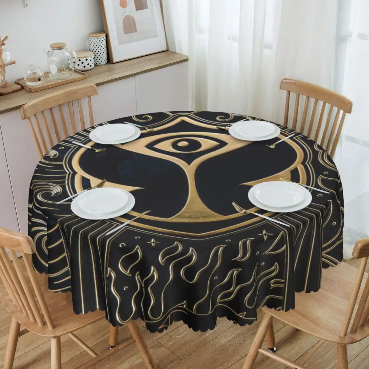 Round Oilproof Tomorrowland Table Cover Belgian Electronic Dance Music Festival Tablecloth for Dining 60 inches Table Cloth