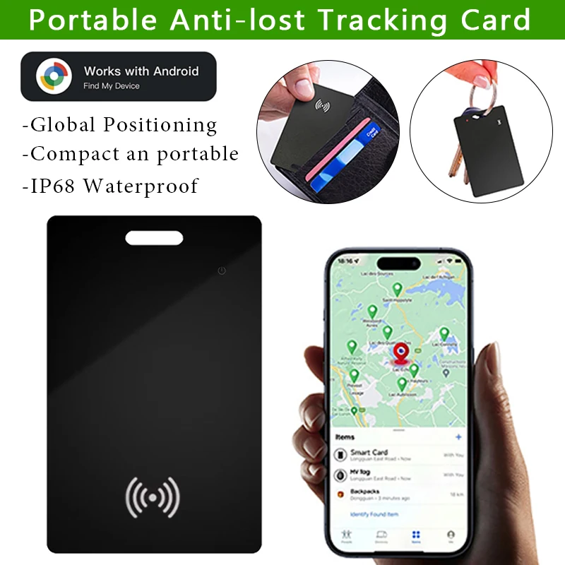 Wireless Charging Card Wallet Anti Loss Device GPS Tracker Ultrathin Intelligence Locator Support Google Certified Tracker