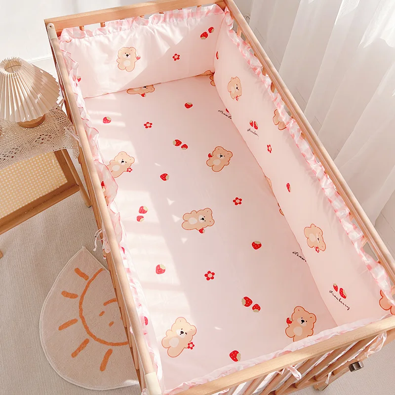 5Pieces Pack Newborn Baby Cot Side Bumpers Child Boys Girls Surrounding Beddings Washable Cotton Cartoon Bed Reducer Beddings