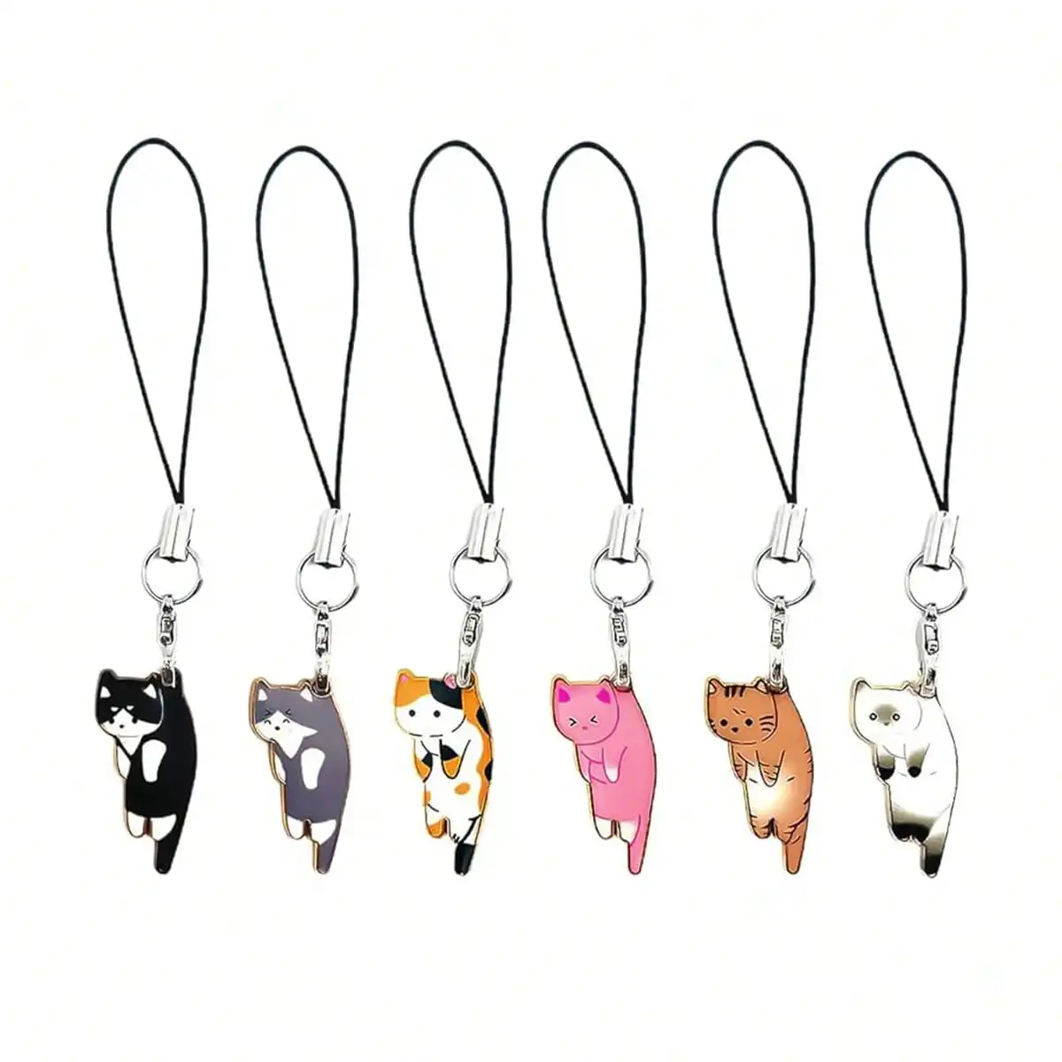 

Набор из 6 милых эстетичных подвесок для телефона в виде кошек