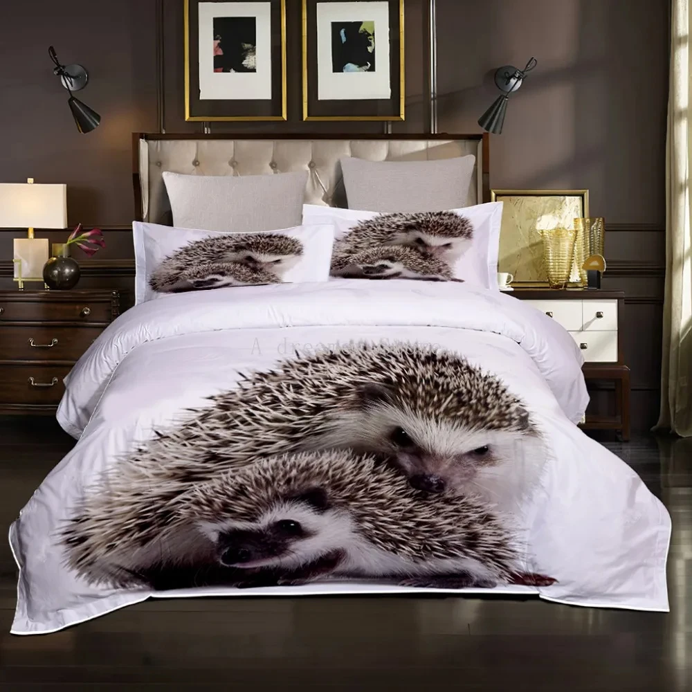 

Animal Hedgehog Bedding Set Queen King Size Cute Clothes Comforter Duvet Covers and Pillowcase for Adults Kids Quilt Cover