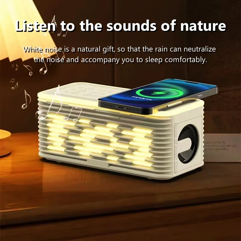 Multifunction 15W QI Fast Charging Wireless Charger Speakers With RGB Music Light Shock Subwoofer Portable Bluetooth Loudspeaker