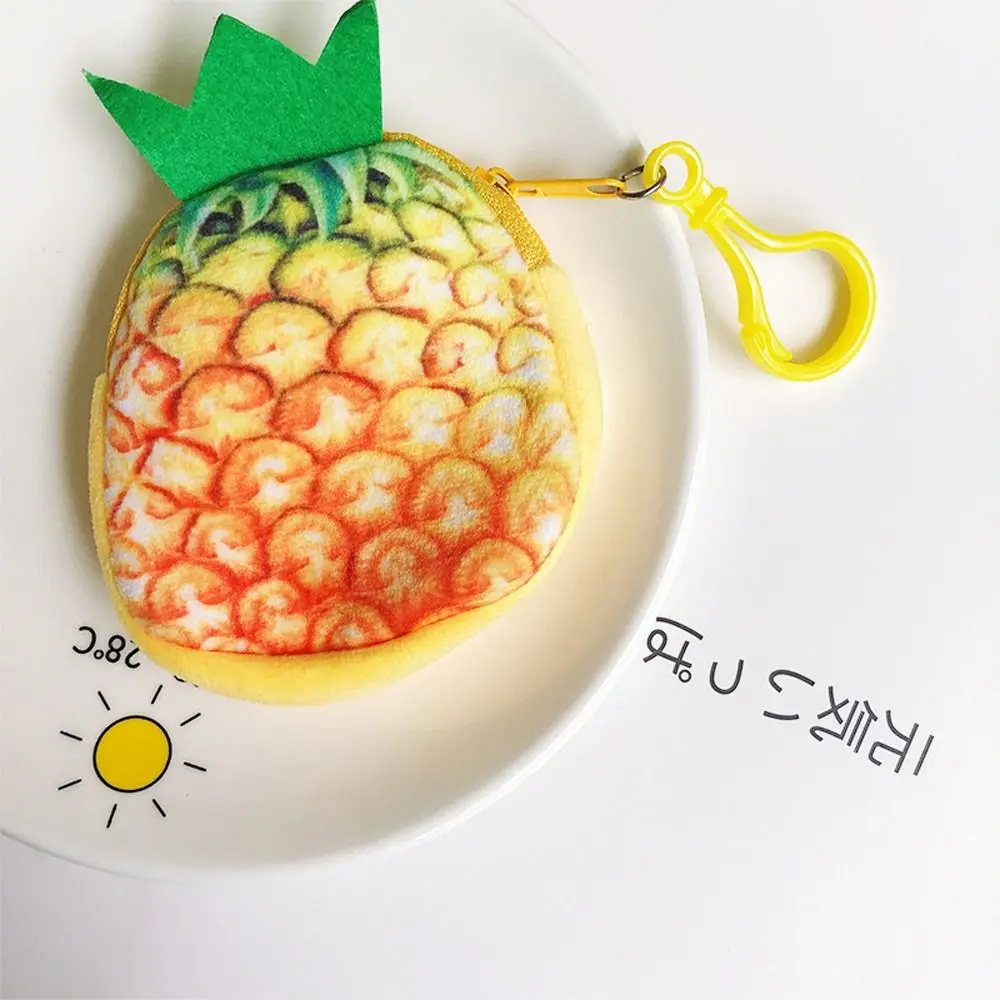 Women Kids Cute Watermelon Peach Strawberry Huangtao Orange Coin Purse Plush Zipper Wallet Key Bag Fruit Card Holder