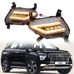 2PCS For Hyundai IX25 Creta 2020 2021 LED DRL Daylights Auto Dimming Foglamps 12V Car Headlight Daytime Running Light Bosclear