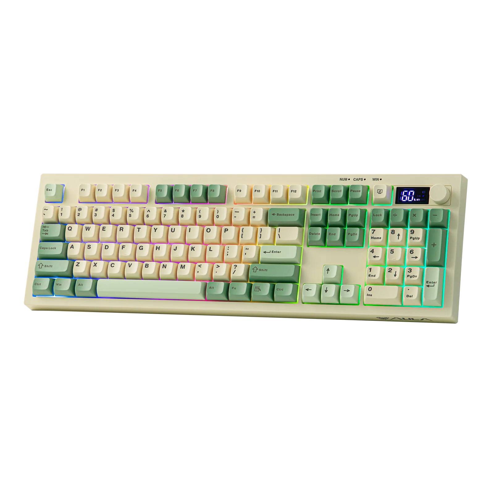 AULA S102 PRO Full Sized ANSI US Layout Tri-mode Wireless Silent Membrane Gaming Keyboard with RGB Backlight & 2000mAh Battery