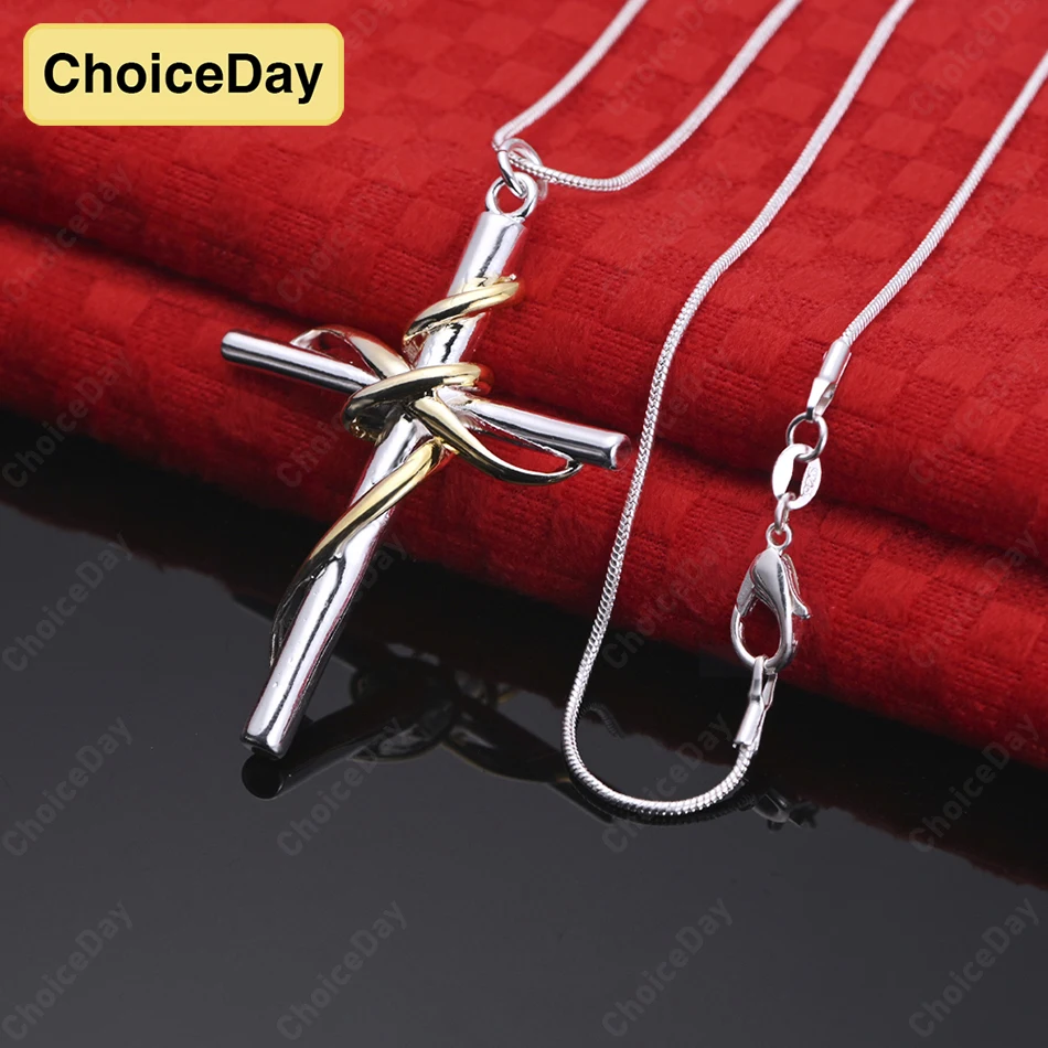 

ChoiceDay 925 Sterling Silver Delicate Cross Pendant Necklace Fashion Wedding Accessories Gift Jewelry