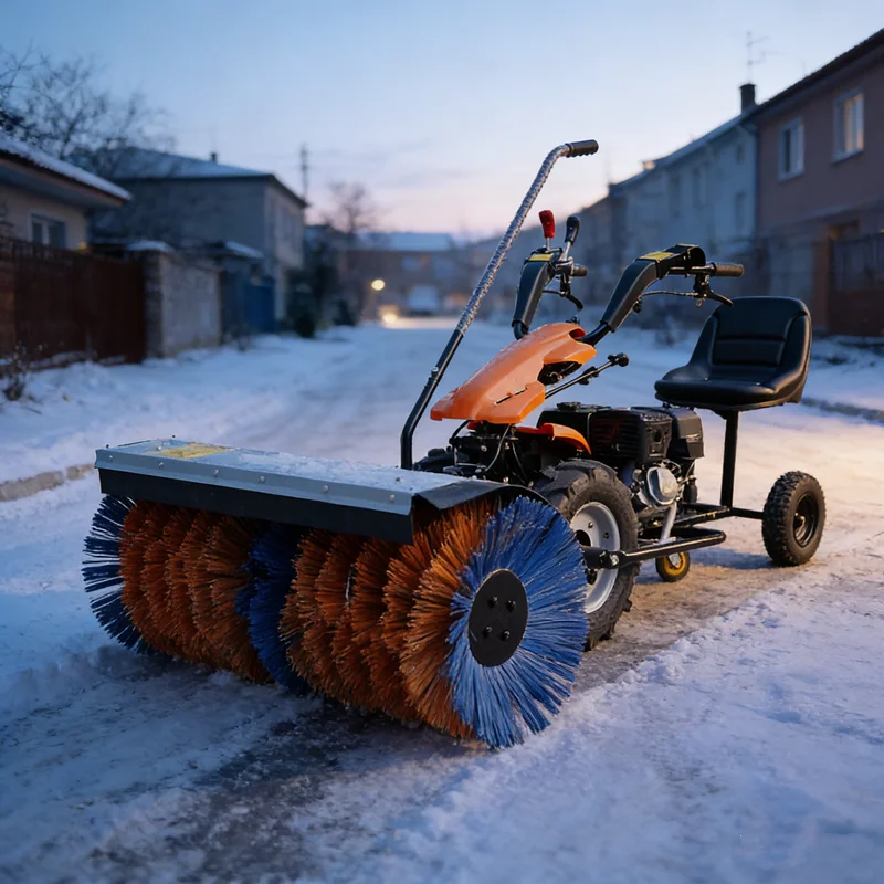 Ergonomic Hand Push Design Walk‑behind Snow Sweeper, Durable Snow Thrower for Garden Path & Residential Walkway Snow Clearing