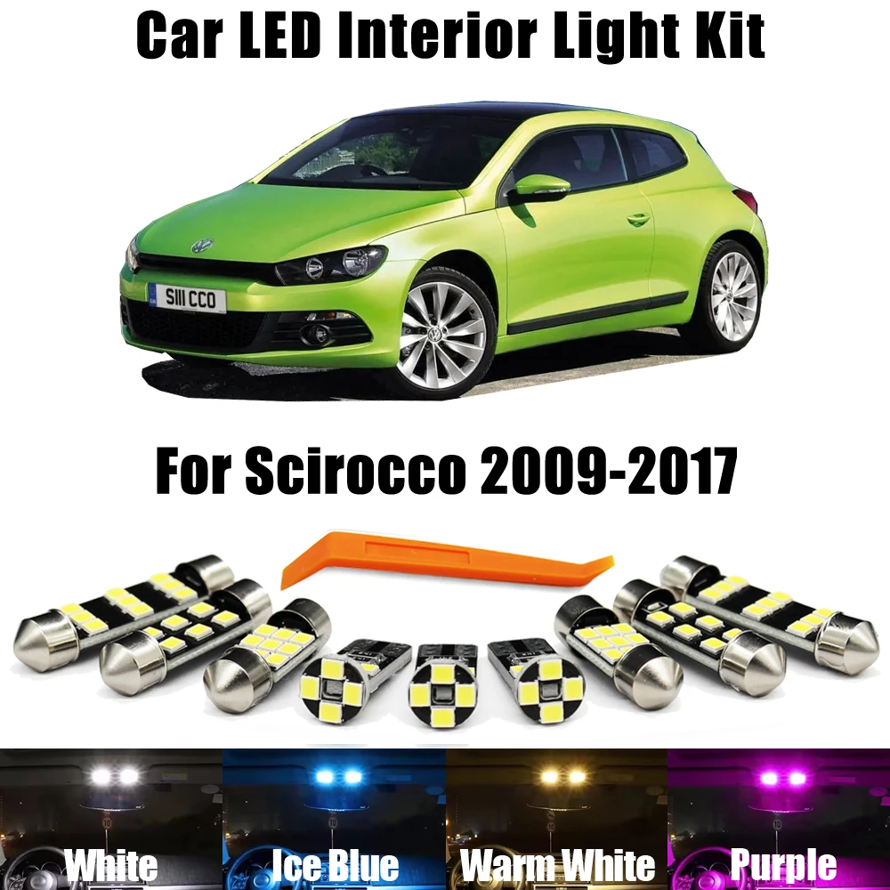 11Pcs LED Bulb Interior Dome Reading Trunk light Kit For VW Volkswagen Scirocco R 2009 2010 2011 2012 2013 2014 2015 2016 2017