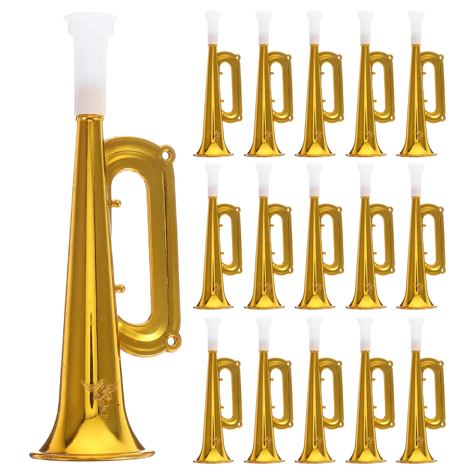 18pcs Golden Plastic Trumpet Toys Kids Musical Instrument Loudspeaker Cheering Horn Fun Party Favor Gifts Promotional Props Safe