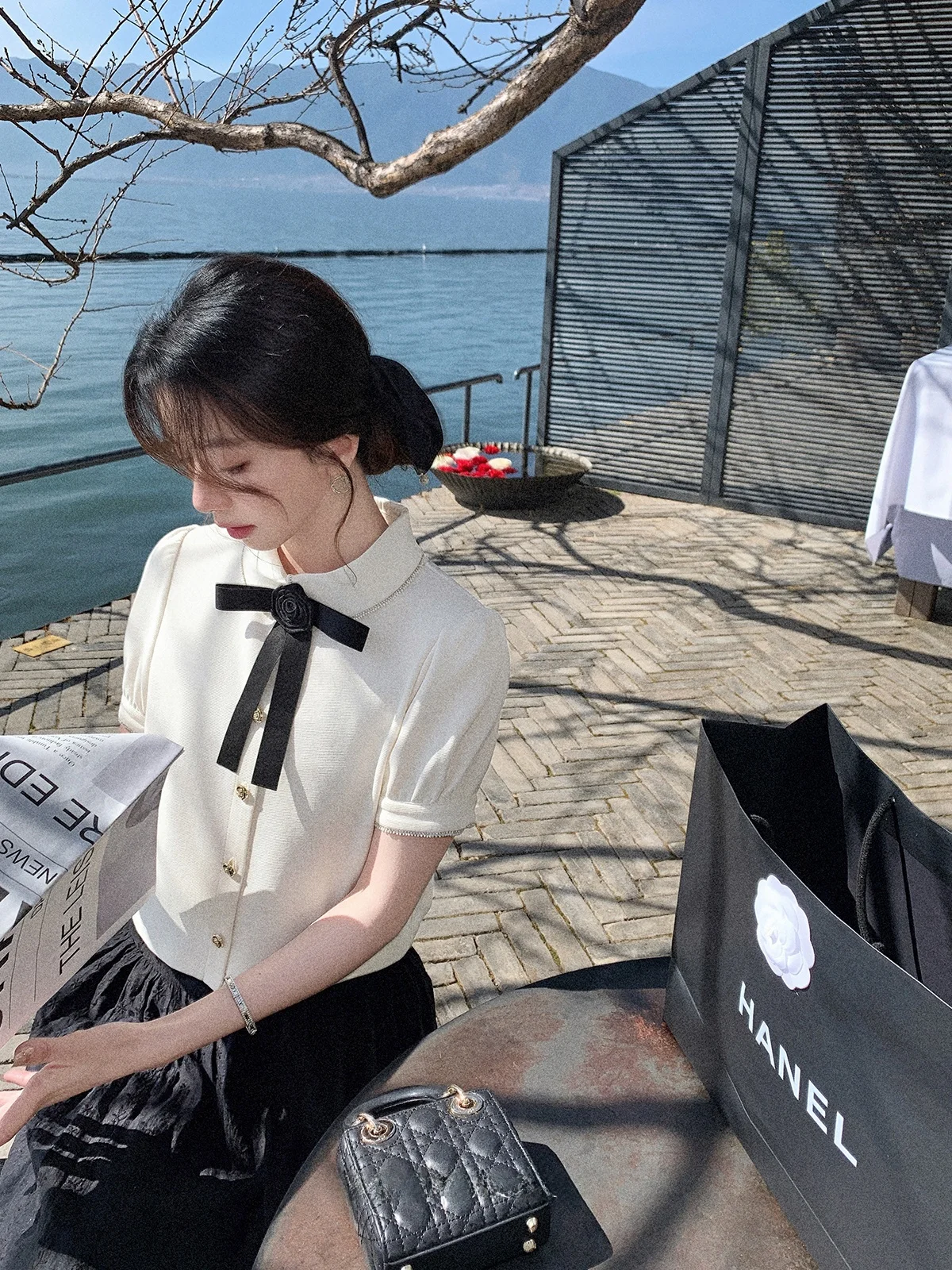 

Футболка с коротким рукавом во французском стиле, женская летняя дышащая повседневная рубашка с воротником, модный топ с короткими рукавами до плеч