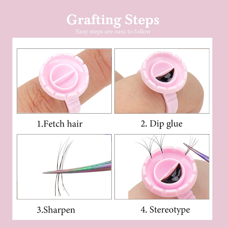 Disposable Glue Ring Cups For Eyelash Extension Canned Tattoo Pigment Holder Container Volume Lash Fan Blossom Cups Makeup Tool