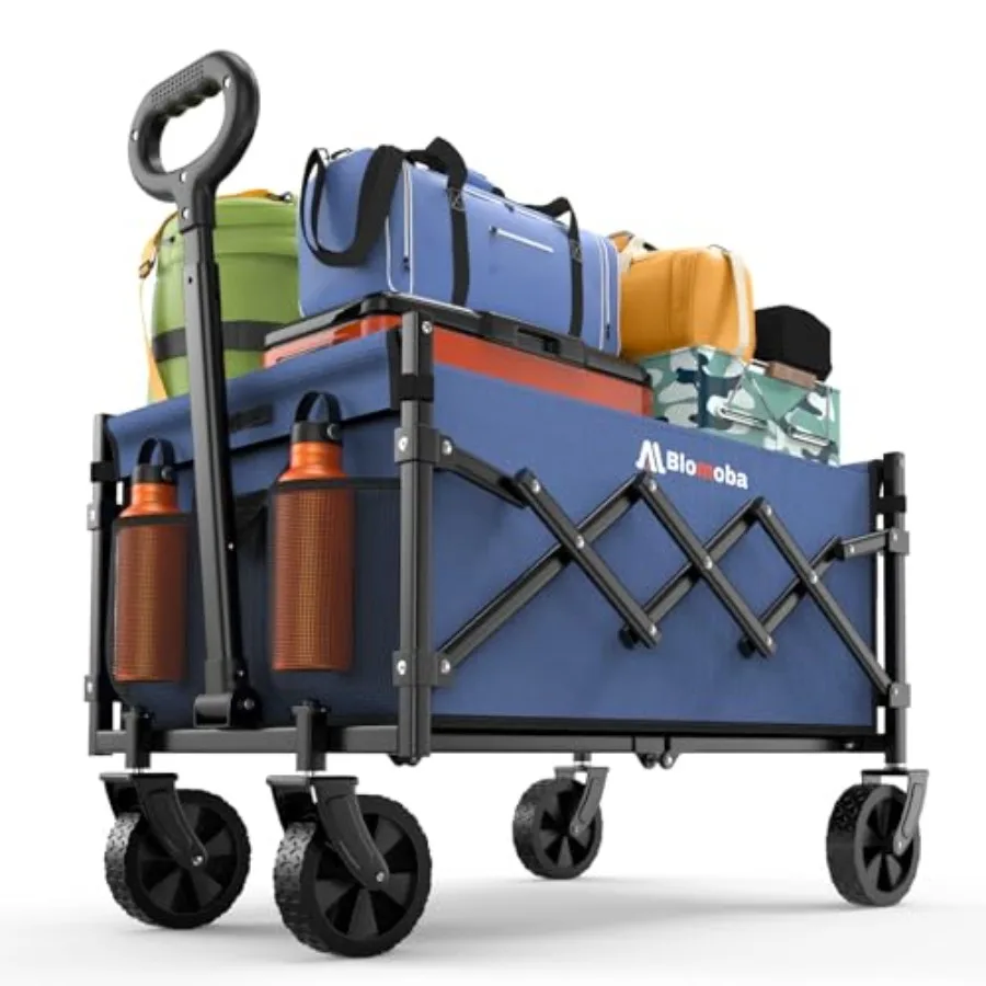 

Foldable Utility Cart with Wheels for Grocery Sports Garden Camping Blue Lightweight Portable Collapsible Shopping Cart 220 lbs