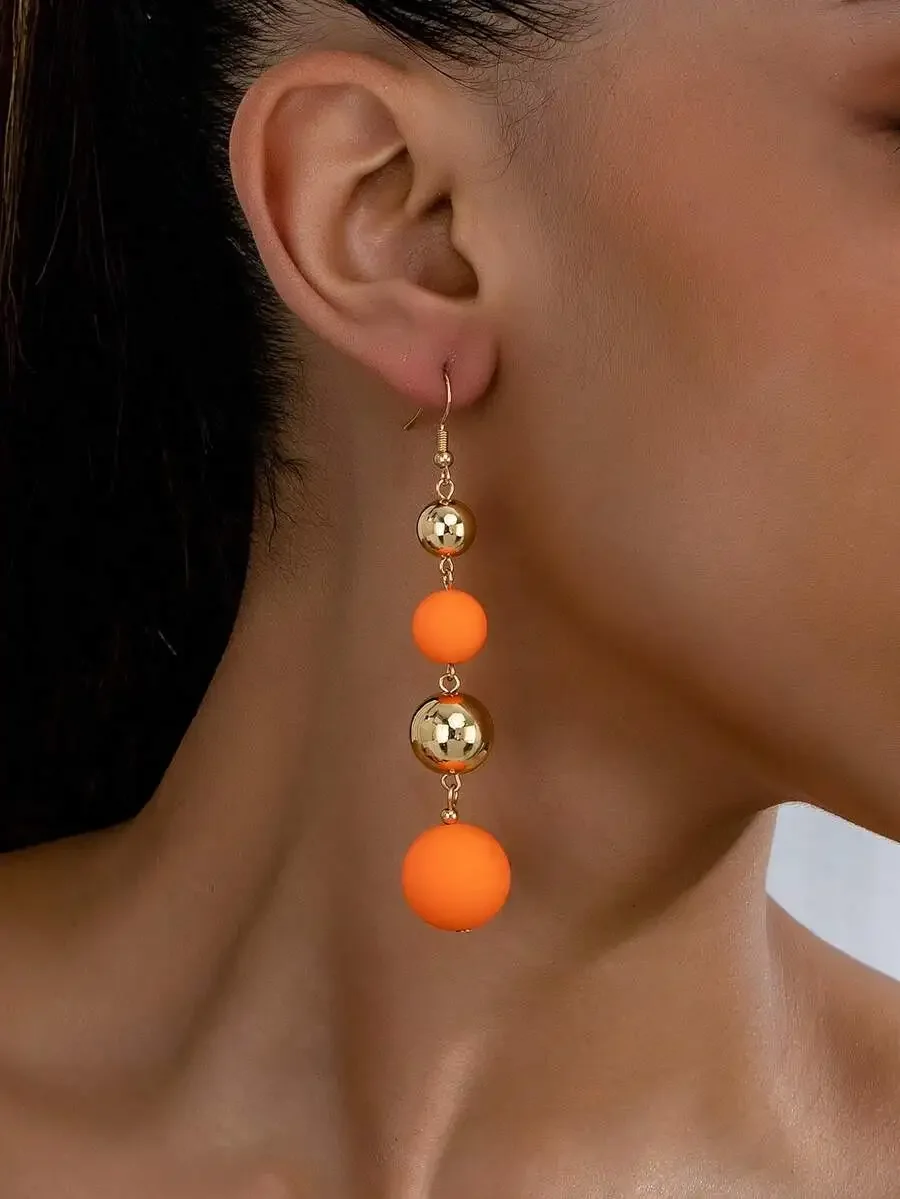 

Fashion Orange Beaded Dangle Earrings For Women