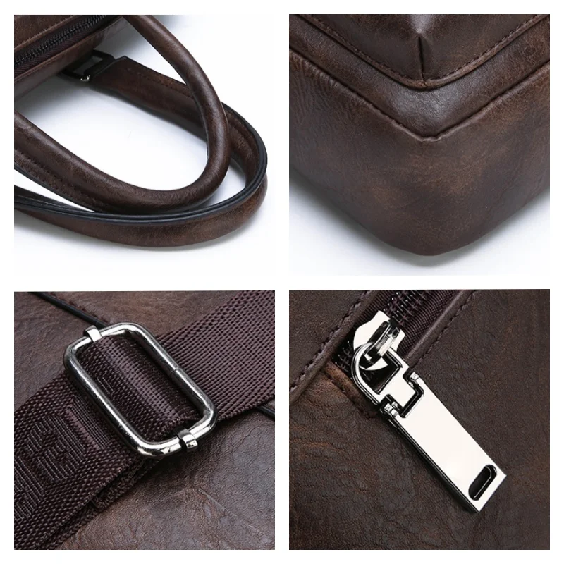 Multiple Pockets Briefcase Men's Large Capacity Office Shoulder Bag Waterproof Business Laptop Handbags Commute Crossbody Bag view 4