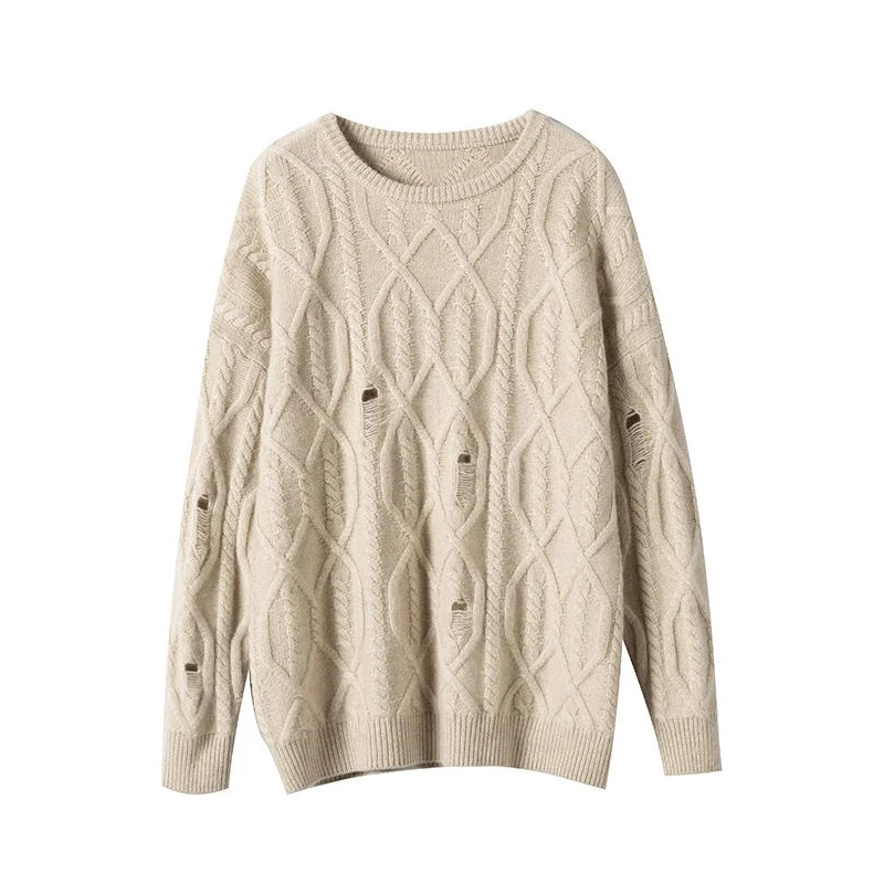 

oversized europe trendy cable knit 100% cashmere sweaters