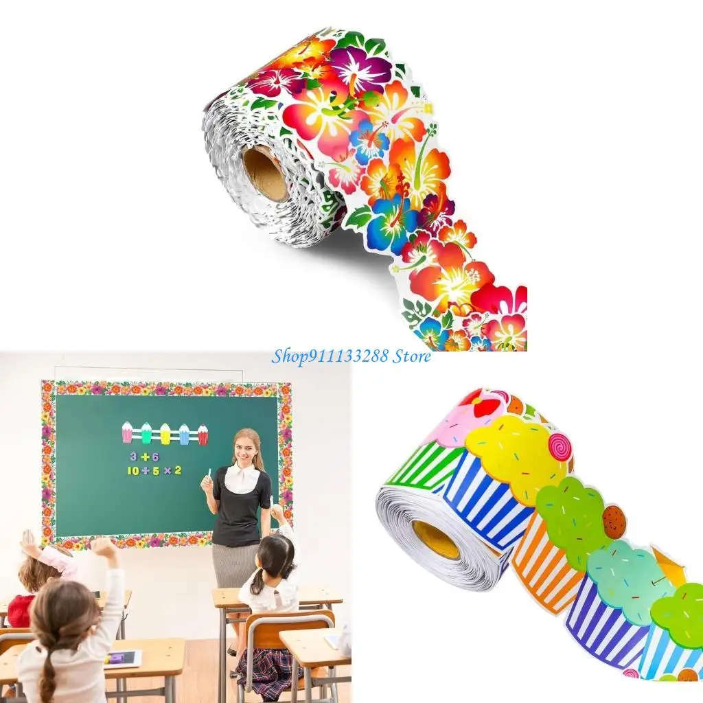 60.69ft Borders Trim Wall Decals Sticker for School Party Bulletin Chalkboard Decoration, Bulletin Board Borders Trim