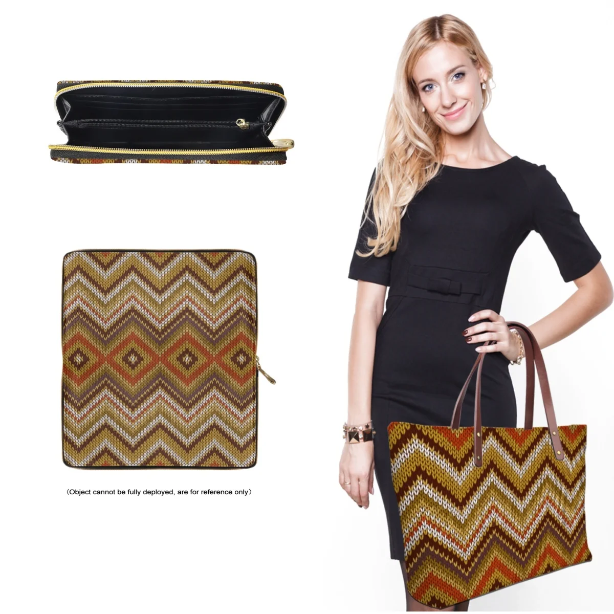 FORUDESIGNS Stripe Ethnic Aztec Pattern Design 2Pcs/Set Ladies Handbags American Patterns Wallets Leather Tote Bags Luxe