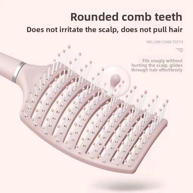 Large Ventilated Curling Hair Brush Big Wave Comb for Voluminous Back Hairstyle Cushion Massage Brush for Long Curly Hair