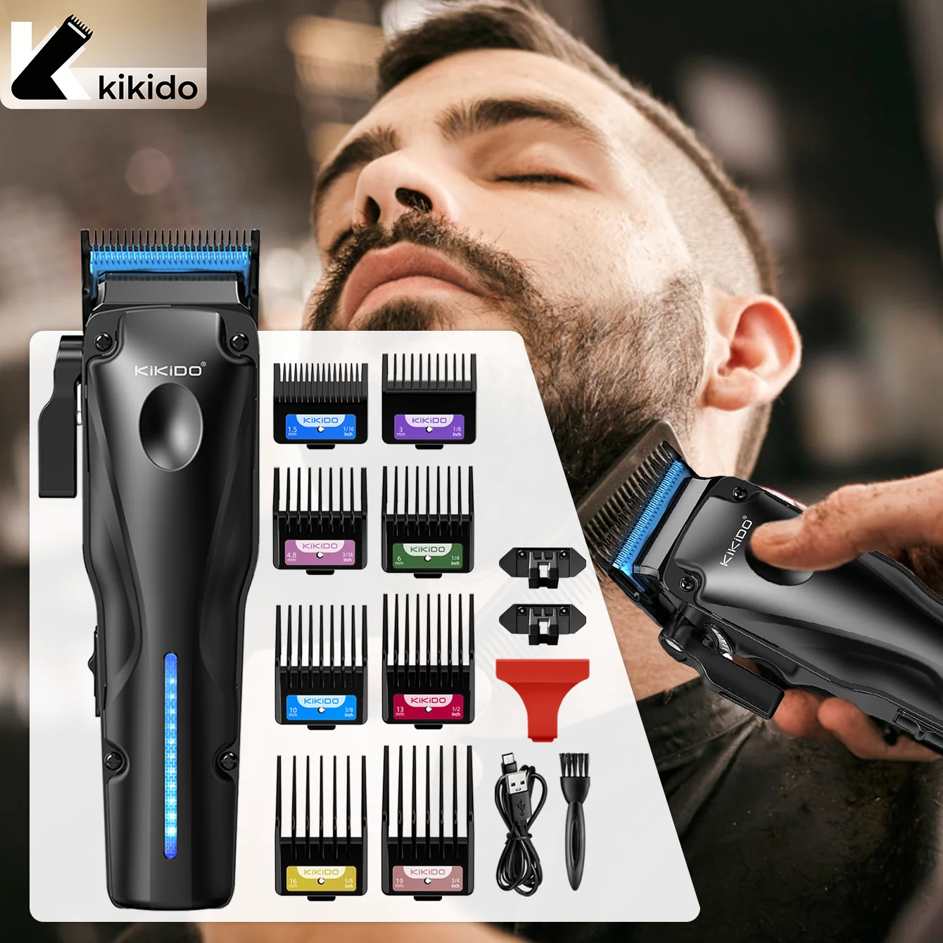 

KIKIDO Professional Hair Clippers 75000RPM Hair Cut Machine Powerful Motor Electric Clippers R-Type Blade Hair Clipper Men