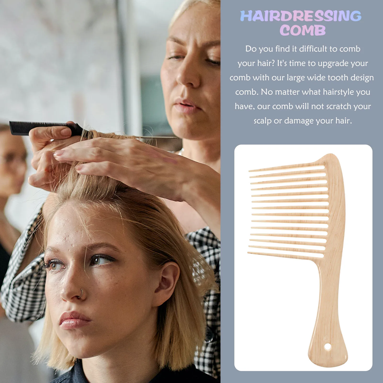 

Wide Tooth For African Afro Detangling Comb Large Spacing Smooth Scalp Thick Rough Care Comb Wet Dry Hair Long Beard Styling
