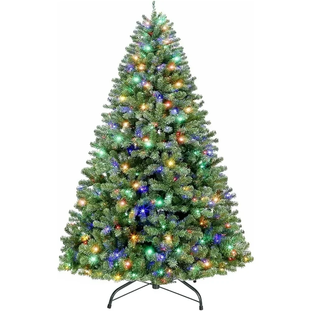 

6.5 ft Prelit Christmas Tree, Artificial Christmas Tree with 350 Color Changing LED Lights, Metal Stand and Hinged Branches.