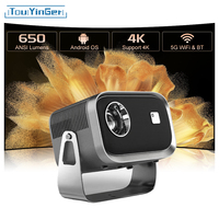 Touyinger L081 Mini Portable Projector with 360 Degree Rotation Android 11 Dual Band WiFi 6 Supports 4K 1080P for Home Theater
