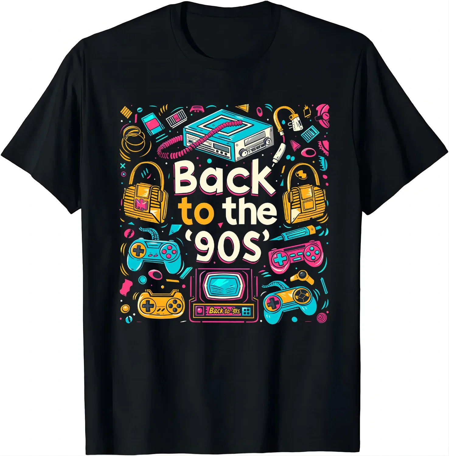 Back To 90's Graphic Design T Shirts for Woman Kids Vintage Nostalgia Tees Outdoors Streetwear Harajuku Tops Casuales Black