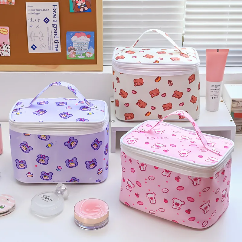 

Cartoon portable storage bag ins girl heart cosmetic storage box student portable large-capacity travel wash bag