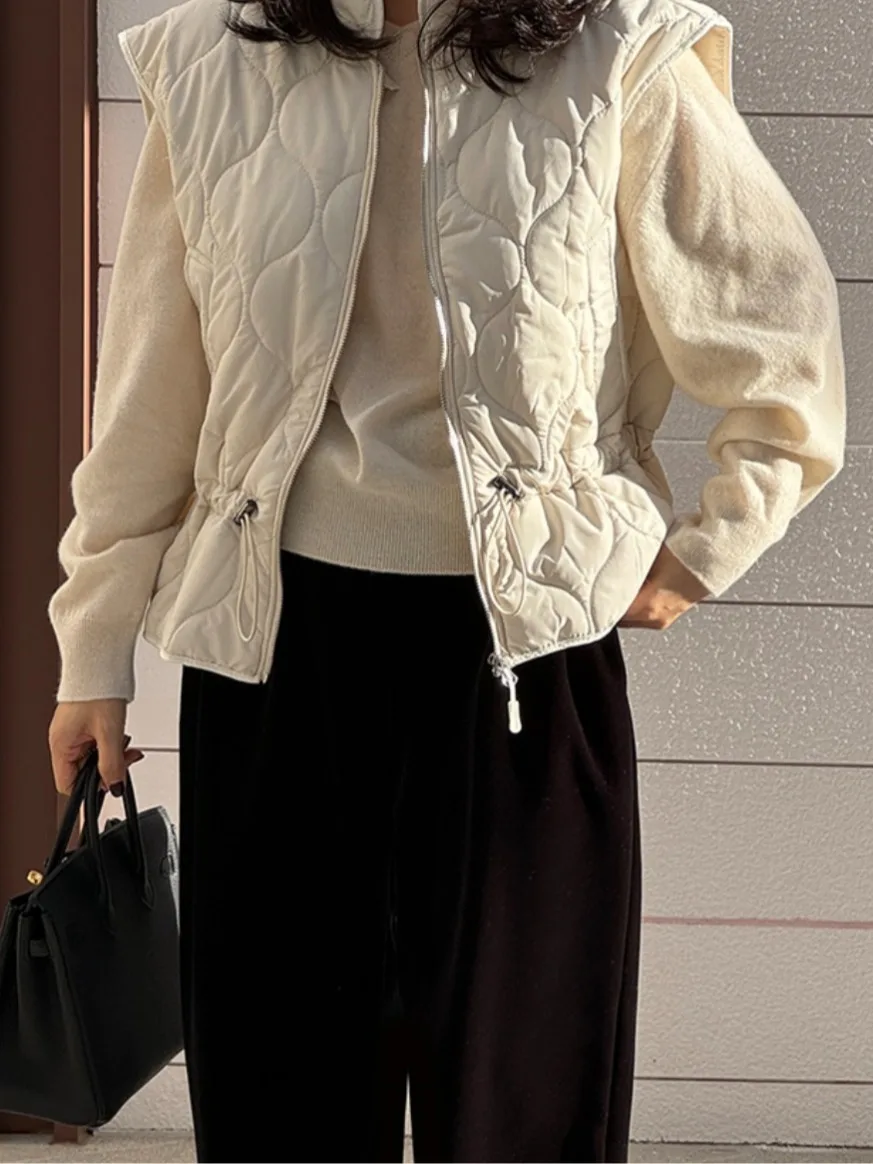 

Ele корейский жилет без рукавов Jaet, однотонный женский свитер на молнии для поездок на работу, весенне-осенний сезон