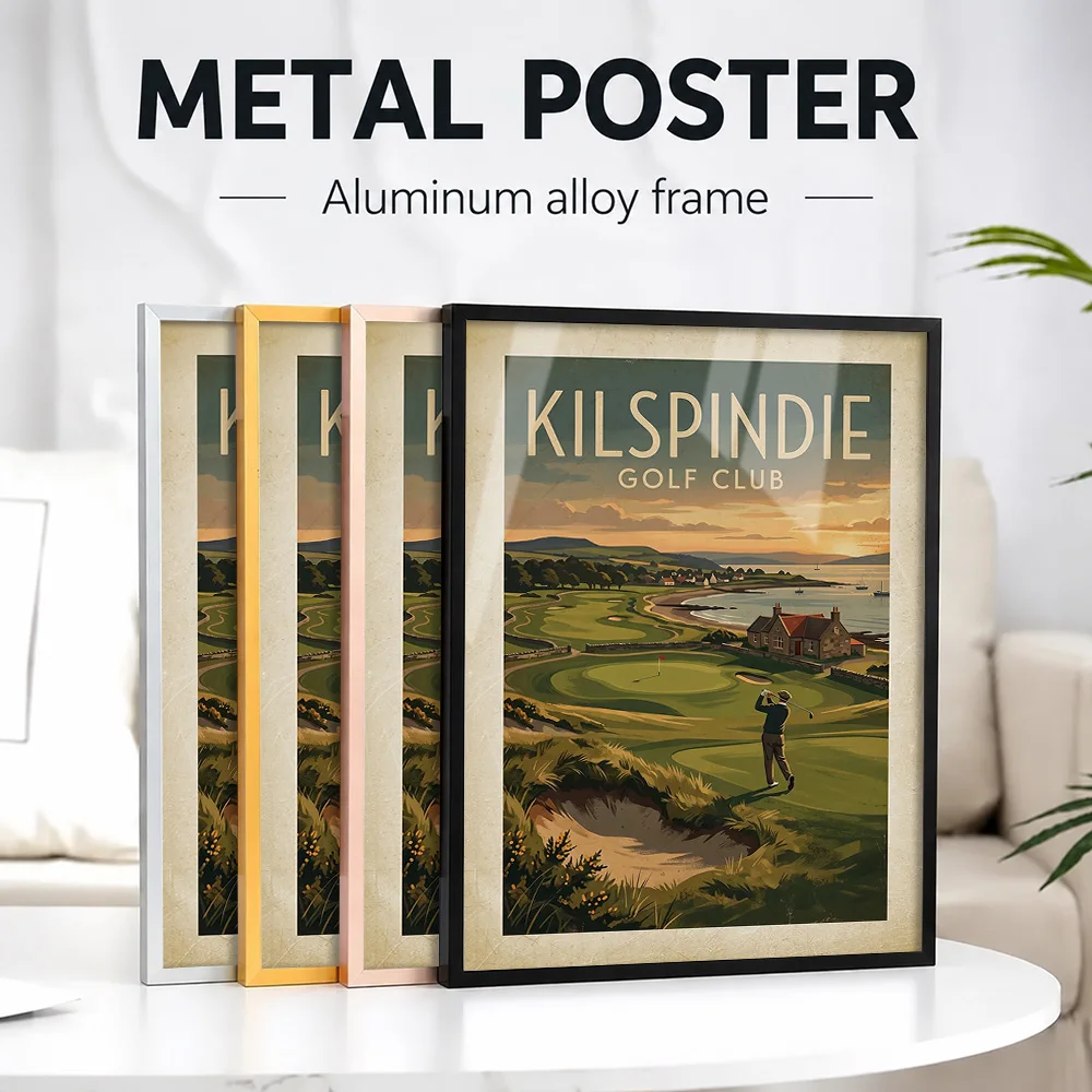 Kilspindie Golf Club Vintage Framed Metal Poster Personalized Photo Refined Scenic Style Wall Art For Office Sports Lover Gift