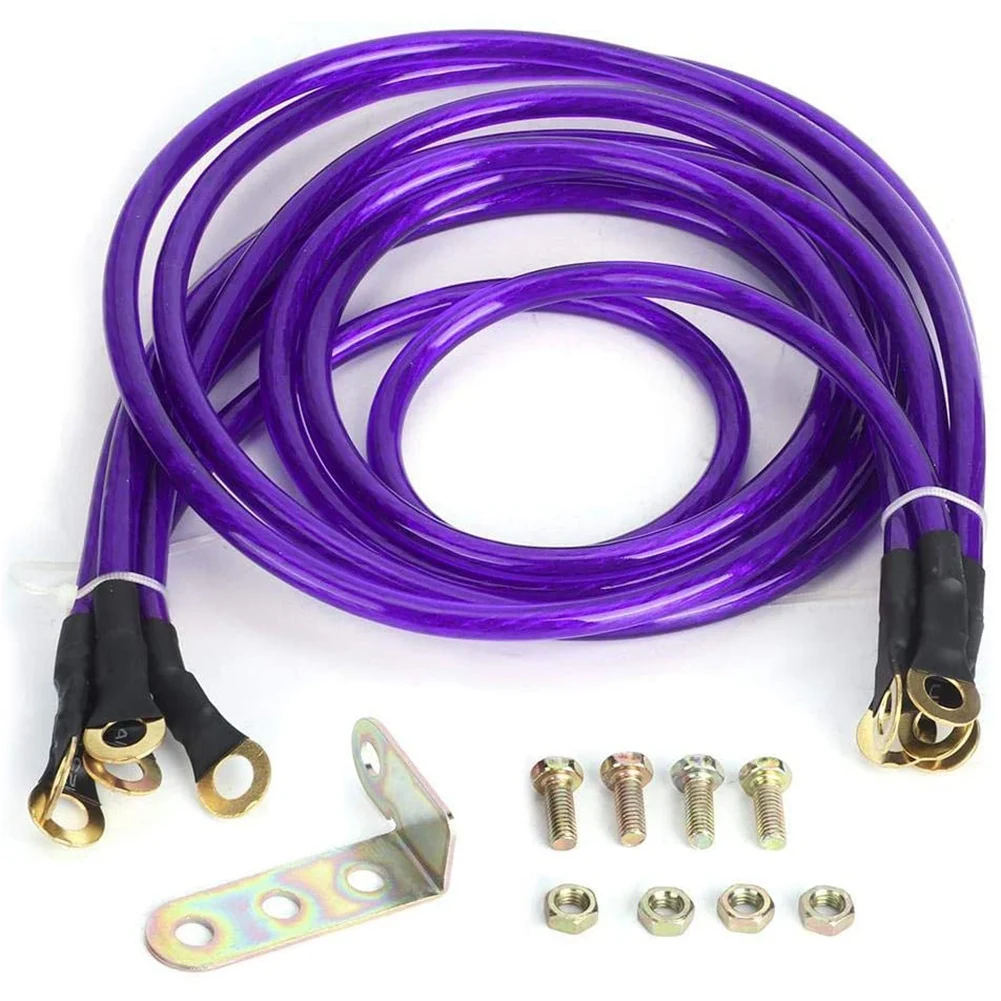 

Ground Wire Universal 5-Point Car Ground Wire Reinforced Ground Wire System Kit Modification for All Cars Purple