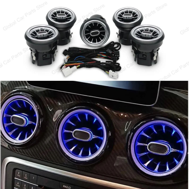 Do Mercedes-Benz A CLA GLA W176 W117 W156 Led Samochodowe otwory wentylacyjne Dysza turbiny 12/64 kolorów Zestaw oświetlenia otoczenia Kolorowe otwory wentylacyjne Część samochodowa — 2