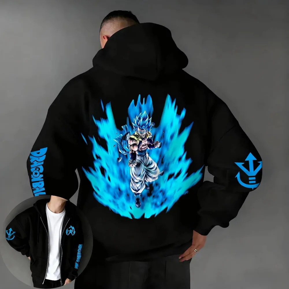 

Men's New Dragon Ball Anime Co Branded Zipper Hoodie Men's Autumn/Winter Gogeta Printed American Casual Loose Parent Child Top