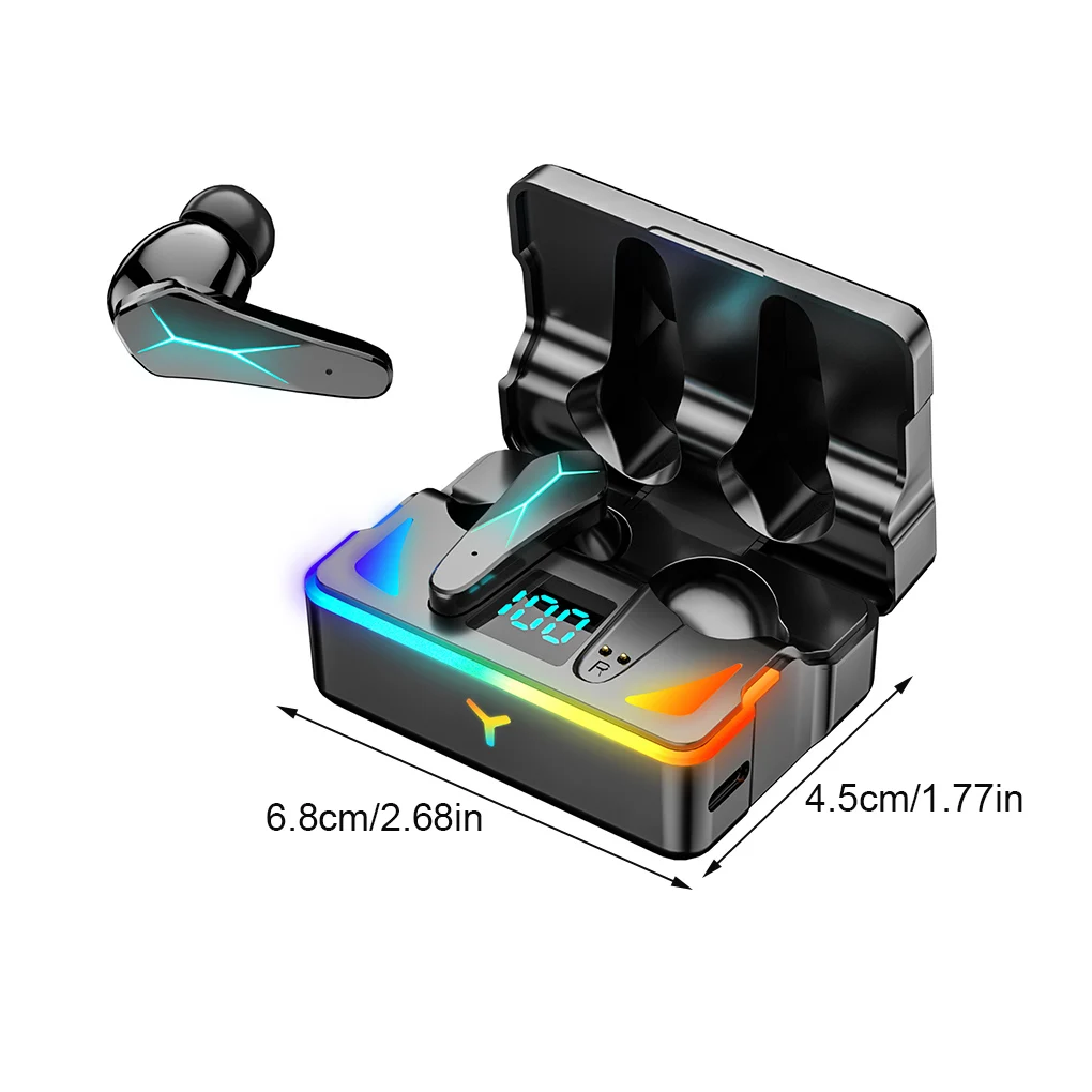 Wireless LED Power Display Earphones Noise Reduction Headphones Handsfree Microphone Touch Control Headsets Earbuds