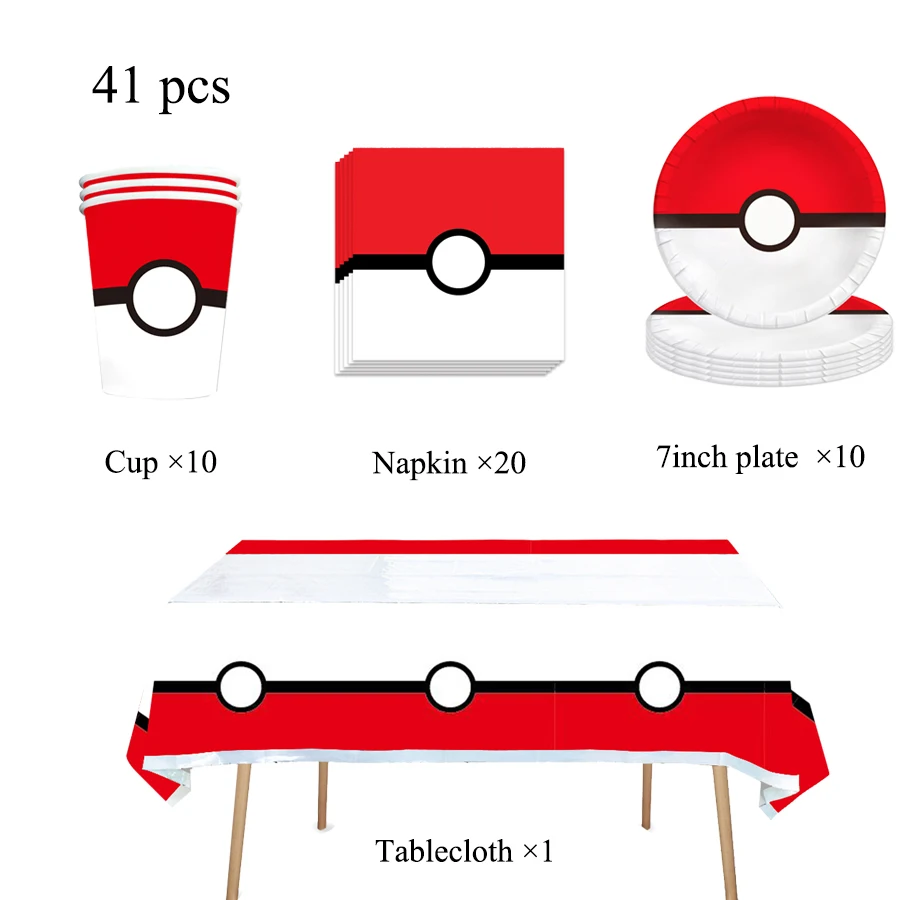 Pokemon Pikachu Party-Dekorationsset: Pappbecher, Teller, Servietten, Tischdecke, Geburtstagszubehör, verschiedene Ausführungen verfügbar