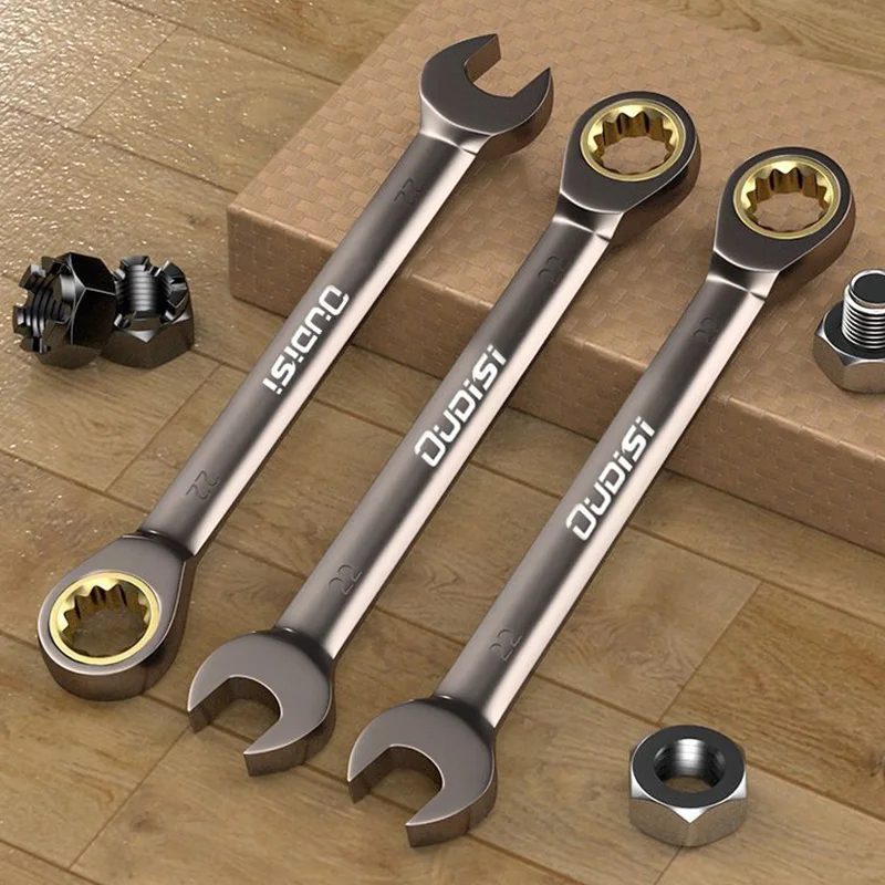 1Pcs Golden Ratchet Wrenches Universal Key Wrench Flexible Torque Spanners for Car Repair Tools Metric Hand Tool Multi Anti Slip