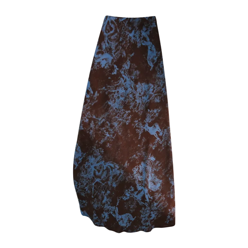 Séoulish Vintage mi-longue femmes jupes 2025 nouveau printemps été imprimé fleuri décontracté taille haute a-ligne jupes pour les femmes