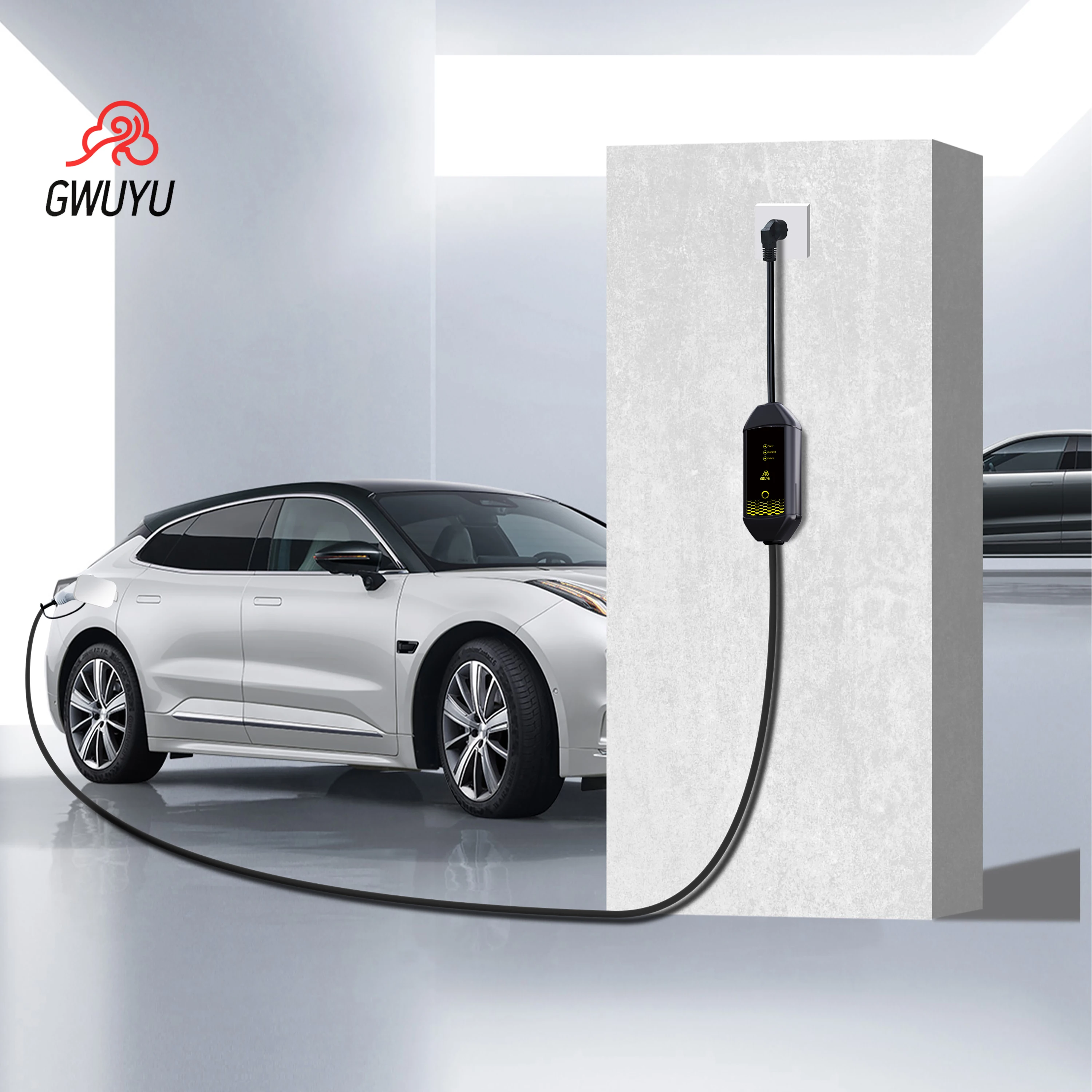 GWUYU-M62 EV Carregador Portátil, Luz Indicadora, 3.5KW 16A 7.6KW 32A 220V, Tipo 2, Cabo Wallbox para Veículo Elétrico Adulto e Carro