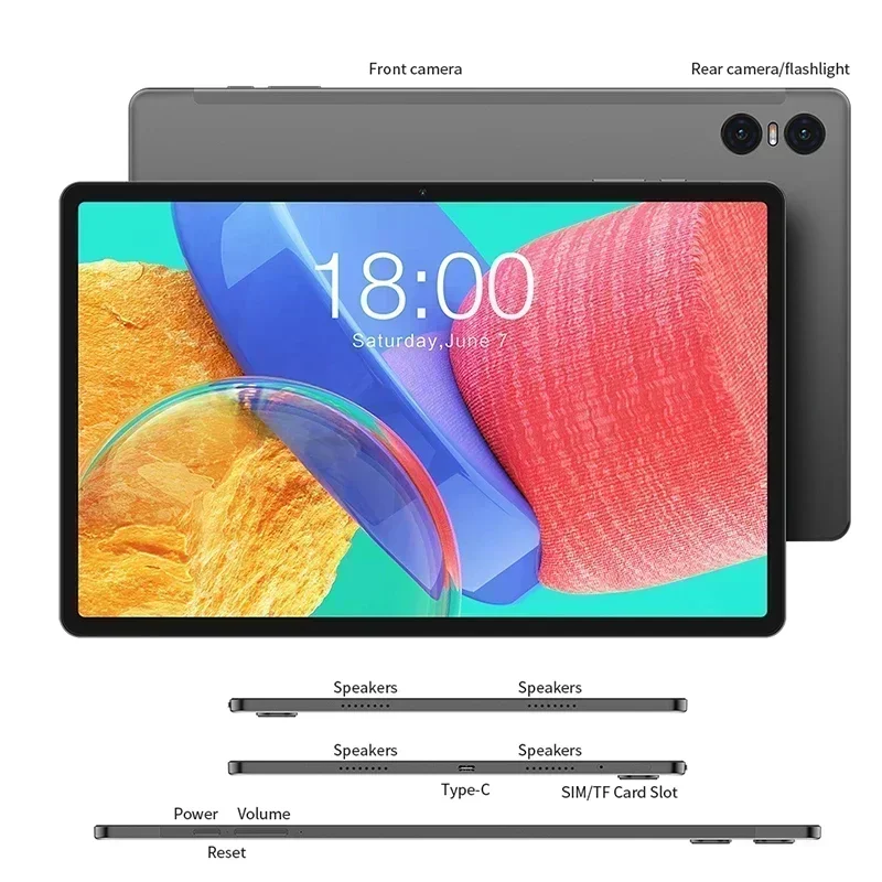 Tablet Teclast-T50 Pro, 11 ", 2000x1200, T50 Pro, MTKG99, Android 14, 8GB + 12GB RAM, 256GB ROM, 4G LTE, Tipo-C, 8000mAh, 18W PD, Carregamento Rápido