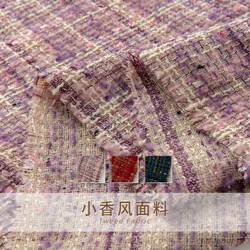 Premium Custom gruby Vintage tkany 50% wełna + 50% poliester mały pachnący wiatr Tweed odzież tkanina płaszcz kamizelka DIY tkanina do szycia