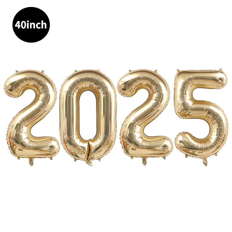 16/32/40inch Happy New Year 2025 Digital Aluminum Film Balloon Happy New Year Balloon Banner New Year\'s Eve Party Decoration Set