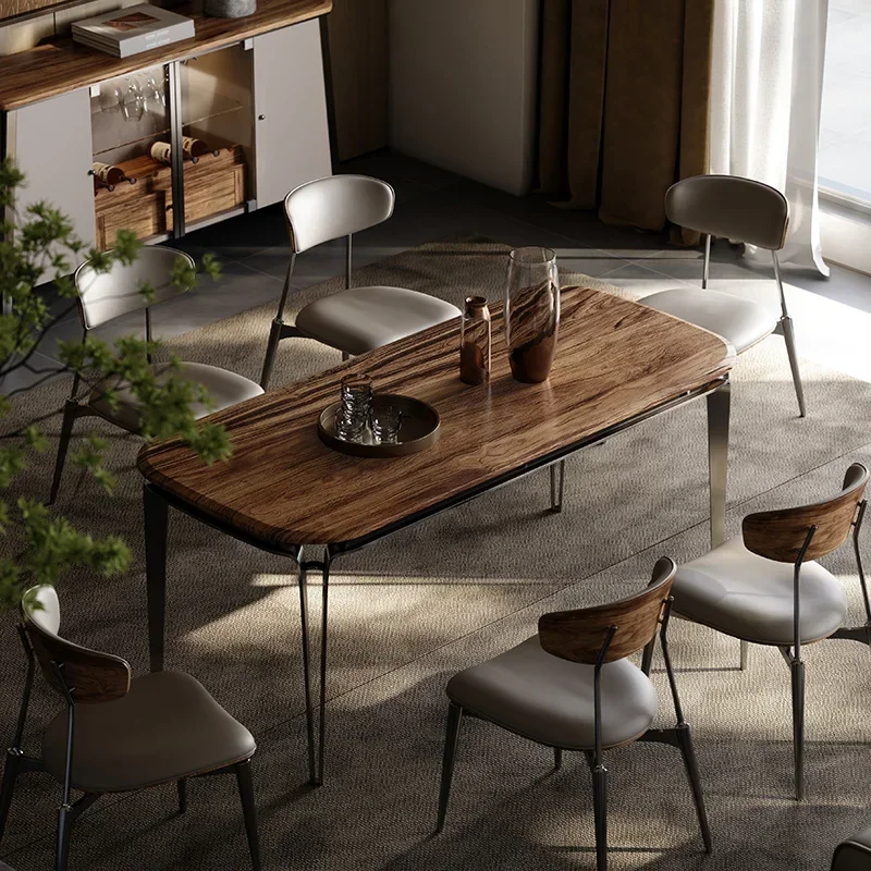 Furnitur ruang makan kayu Solid, meja makan persegi panjang modern villa meja Walnut minimalis Italia