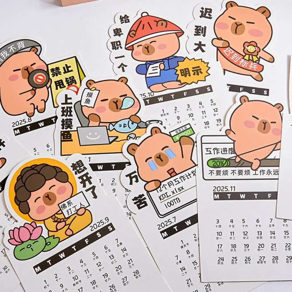 Stationery Creative Capybara Calendar Cartoon Paper 2025 Desk Calendar Convenient Interesting Practical Calendar Office