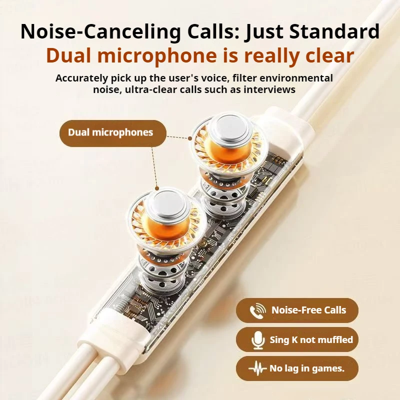 كليب على نوع C & 3.5 مللي متر سماعات التحكم السلكية 9D الصوت المحيطي سماعات الأذن الرياضية ألعاب سماعة ENC سماعات في HD هيئة التصنيع العسكري لسامسونج #5