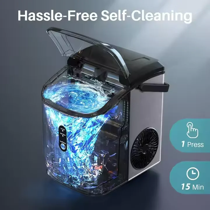 2025 رائجة البيع الكتلة صانع الثلج كونترتوب المحمولة آلة صنع الثلج حصاة 35 رطل لكل يوم مضغ الجليد التنظيف الذاتي #1